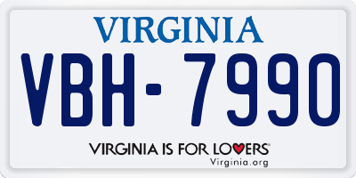 VA license plate VBH7990