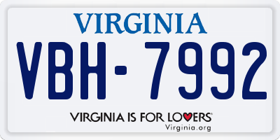 VA license plate VBH7992