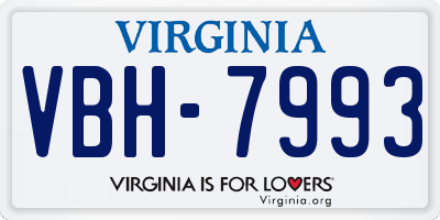 VA license plate VBH7993