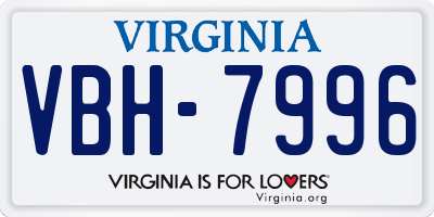 VA license plate VBH7996