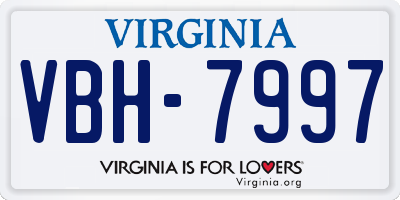 VA license plate VBH7997