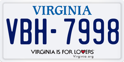 VA license plate VBH7998