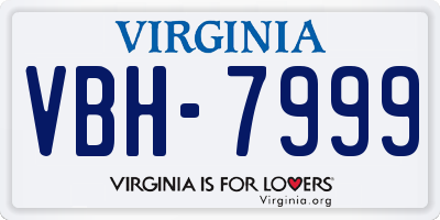 VA license plate VBH7999