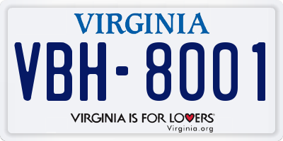 VA license plate VBH8001