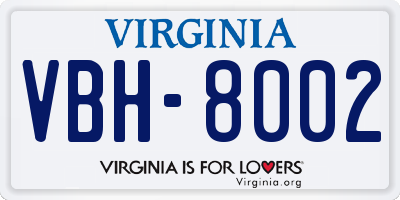 VA license plate VBH8002