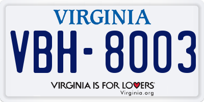 VA license plate VBH8003