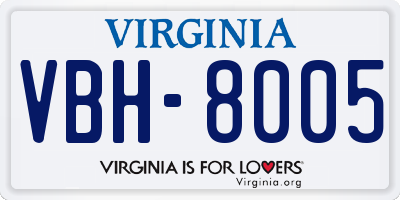 VA license plate VBH8005