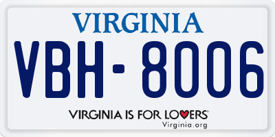 VA license plate VBH8006