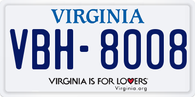 VA license plate VBH8008
