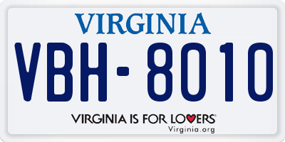 VA license plate VBH8010