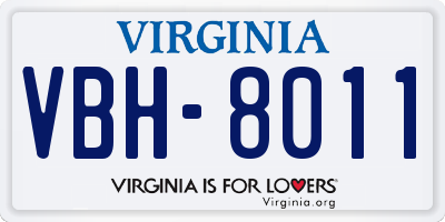 VA license plate VBH8011