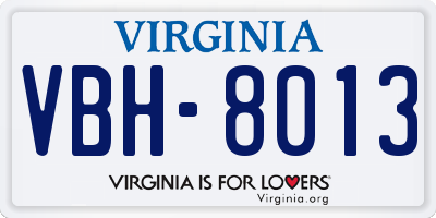 VA license plate VBH8013