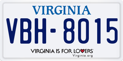 VA license plate VBH8015