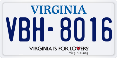 VA license plate VBH8016