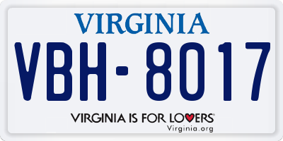 VA license plate VBH8017