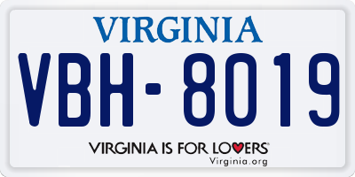 VA license plate VBH8019