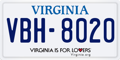 VA license plate VBH8020