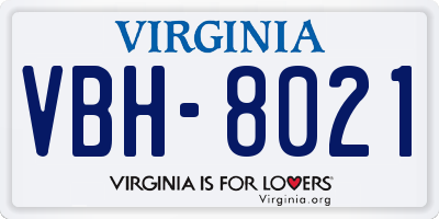 VA license plate VBH8021
