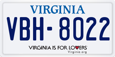 VA license plate VBH8022