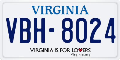 VA license plate VBH8024