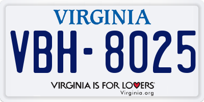 VA license plate VBH8025