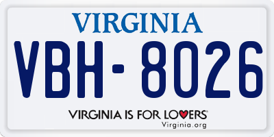 VA license plate VBH8026