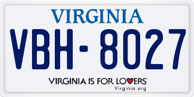 VA license plate VBH8027