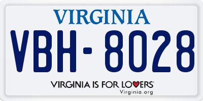 VA license plate VBH8028