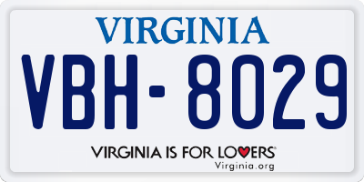 VA license plate VBH8029