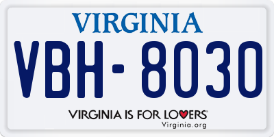 VA license plate VBH8030