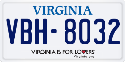 VA license plate VBH8032