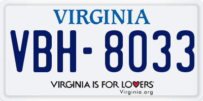 VA license plate VBH8033