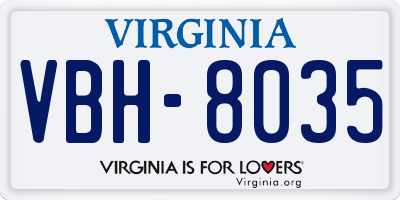 VA license plate VBH8035