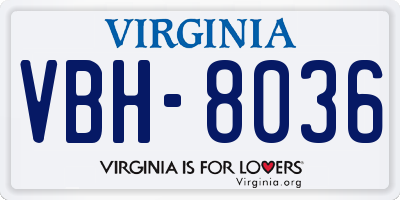 VA license plate VBH8036