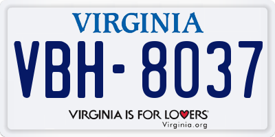 VA license plate VBH8037