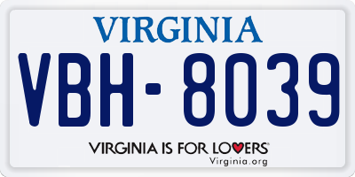 VA license plate VBH8039