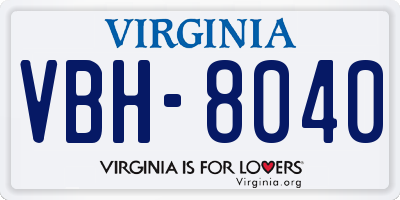 VA license plate VBH8040