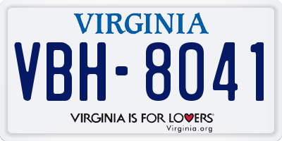 VA license plate VBH8041