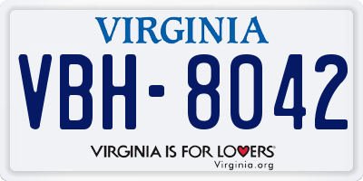 VA license plate VBH8042