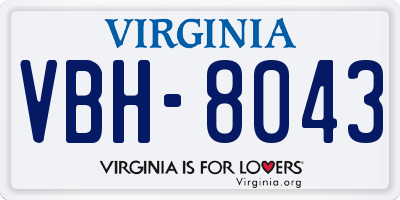 VA license plate VBH8043