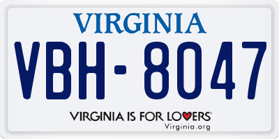 VA license plate VBH8047