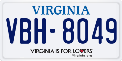 VA license plate VBH8049