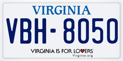 VA license plate VBH8050