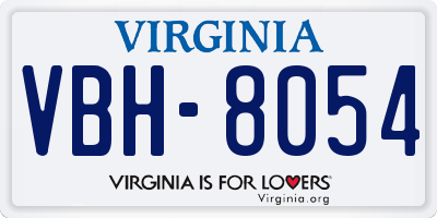 VA license plate VBH8054