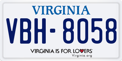 VA license plate VBH8058