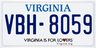 VA license plate VBH8059