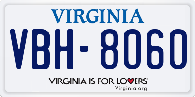 VA license plate VBH8060