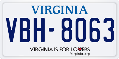 VA license plate VBH8063