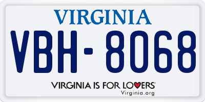 VA license plate VBH8068