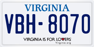 VA license plate VBH8070